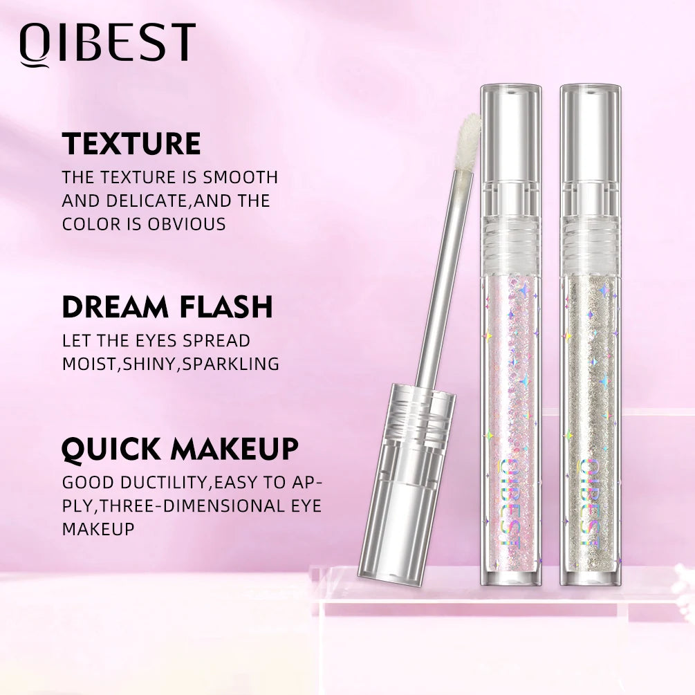 QIBEST Diamond Eyeshadow Nude Metal Shimmer Glow Glitter Liquid Pigment Eye Shadow Waterproof Brighten Shine Eyeshadow Makeup