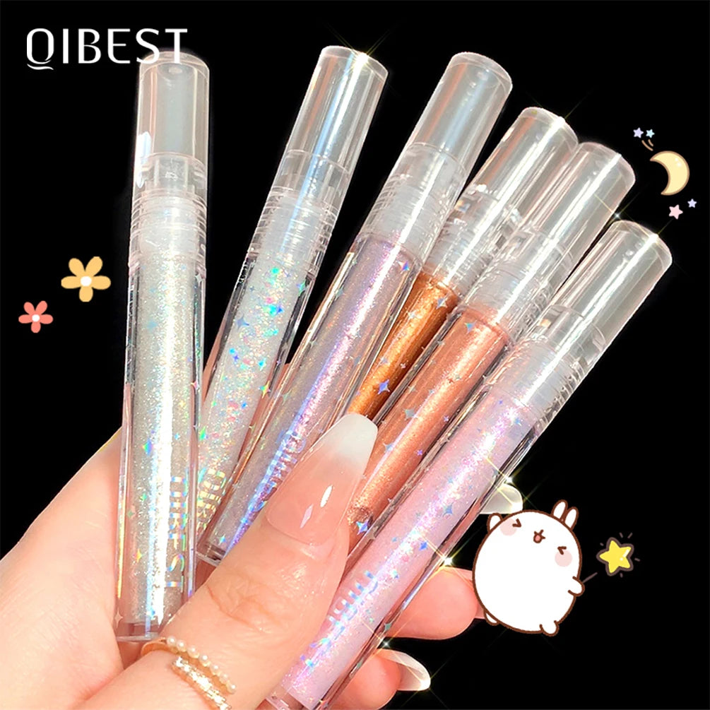 QIBEST Diamond Eyeshadow Nude Metal Shimmer Glow Glitter Liquid Pigment Eye Shadow Waterproof Brighten Shine Eyeshadow Makeup